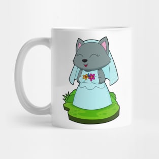 Cat Bride Flowers Wedding Mug